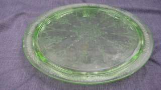 Green Depression Glass Cameo Ballerina 10 Cake Plate  