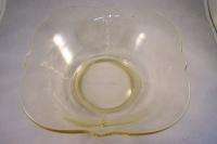 Yellow Depression Glass Crows Foot Sq. 8.75 Bowl  