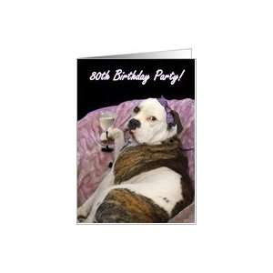    80th Birthday Party Olde English bulldogge Card Toys & Games