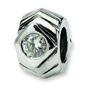  Sterling Silver Reflections 2 Stone CZ Bead (4mm Diameter 