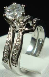 CZ Cubic Zirconia Wedding ring set 925 sterling Silver  