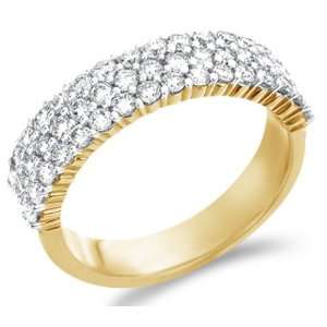 Size   12.5   14k Yellow Gold Diamond Three 3 Row Wedding Anniversary 