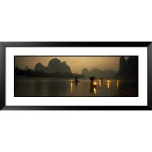 Night, Cormorant Fishing, Li River, Guangxi Province, China Framed Art 