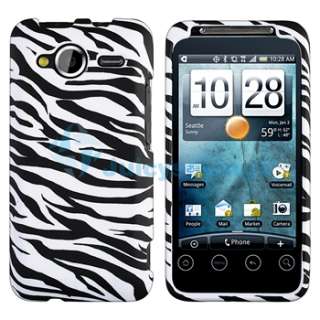 Zebra Black White Cover Hard Case+Privacy Guard Protector For HTC EVO 