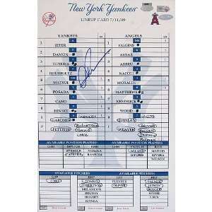 Alex Rodriguez Signed Yankees at Angels 7 11 2009 Game Used Lineup 