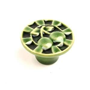 Ceramic Knob, 1 1/2 Inch Diameter, Glazed Green