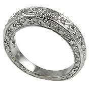 ANTIQUE STYLE EMGRAVED WEDDING BAND SOLID .925 STERLING SILVER  