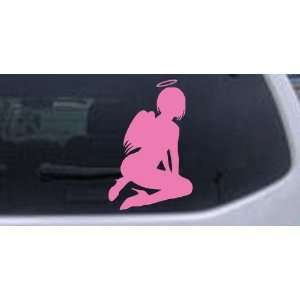 Sexy Angel Silhouettes Car Window Wall Laptop Decal Sticker    Pink 
