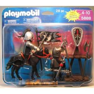  Playmobil 5888 Knight on Horse + Knight w weapons rack 