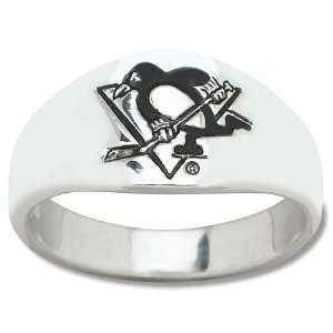  Sterling Silver Pitts Penguins Logo Enamel Ring NEW 