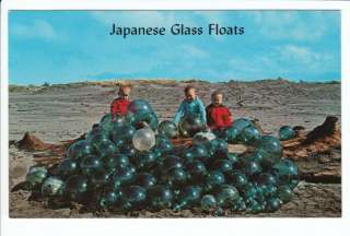 Japanese Japan Glass Floats Ball Long Beach WA Postcard  