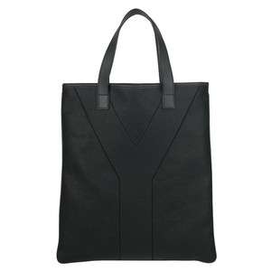 NEW Yves Saint Laurent YSL Blk Canvas Leather Y Logo Tote Shopping 