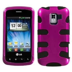 Hybrid Design Pink/Black Protector Case for LG Optimus Slider (LS700 