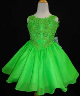   Little Girl Glitz Pageant flower Formal Dress Lime size 1234567  