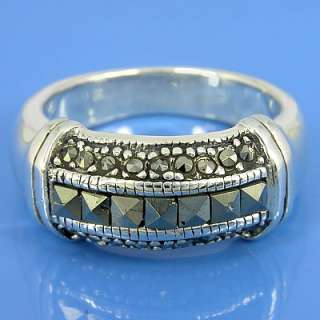 925 Sterling Silver Natural Marcasite Band Ring (YSR 106)  
