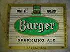 Vint. Burger Sparkling Ale Beer Label Cincinnati OH