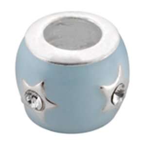  Avedon Polished Sterling Silver Light Blue with White Star 