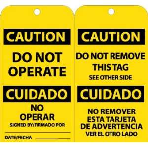  Accident Prevention Tags, Do Not Operate Bilingual, 6X3 
