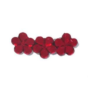  Red Crystal Flower Barrette
