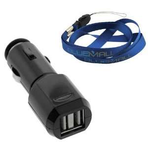 port USB Car Charger Adapter + Strap Lanyard for Motorola Droid X2 