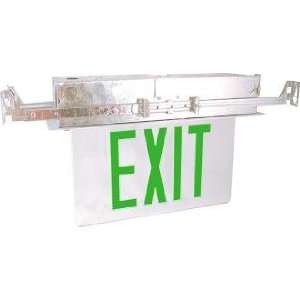  Recessed Green Battery Backup Exit Sign 