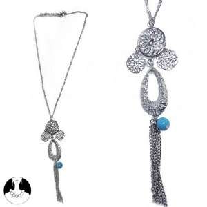 sg paris women necklace long necklace 70cm+ext rhodium blue lead free 