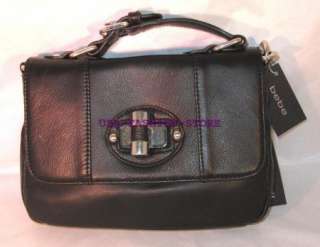 BEBE HANDBAG Field Leather Mini Flap Bag BLACK PURSE  