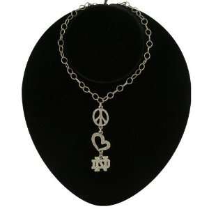  Notre Dame Fighting Irish Pewter Peace, Love Necklace 