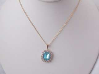 18Kt Gold filled Blue Topaz Stone pendant necklace 18  