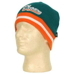  Miami Dolphins Band Stripe Beanie / Winter Hat   Teal and 