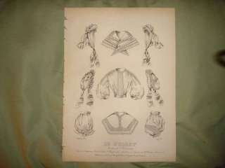 1840 ANTIQUE FRENCH WOMENS FASHION DRESS PRINT SUPERB  