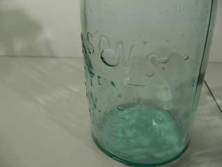   BALL Masons JAR Patent 1858 7 Ice Blue Aqua Fruit Jar NICE  