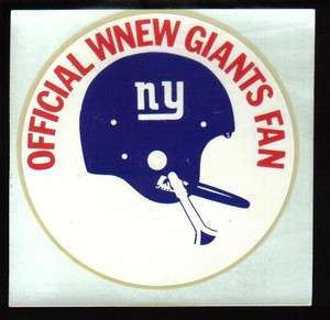 1960s NFL New York Giants Window Sticker Football  