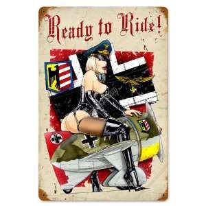  German WW2 Vintage Metal Sign Luftwaffe Frau Flier 