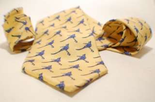 YOLANDA DAUGSTUG TIE   yellow w/ birds   MADE in SPAIN  