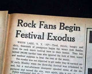 1969 WOODSTOCK MUSIC FESTIVAL Bethel NY HIPPIES Drugs Rock N Roll 1969 