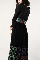 VINTAGE ETHNIC EMBROIDERED MAXI DRESS Vtg 70s Black Mexican Peasant 