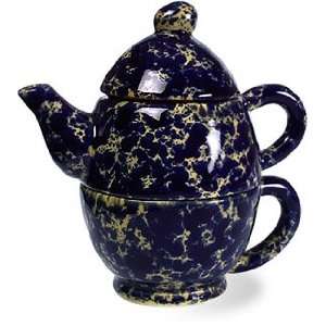  Bennington Potters Blue Agate Tea for One Teapot with Mug 