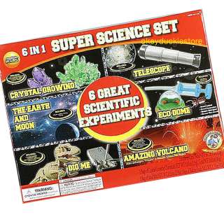 Creative Kids 6in1 SCIENCE SET Discovery Crystal Telescope Dome Dig 