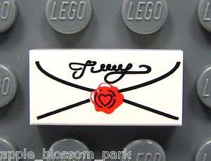 NEW Lego City LOVE LETTER 1x2 White DECORATED TILE Mail/Envelope/Post 