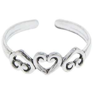 925 Sterling Silver HOLLOW HEART Toe Ring Jewelry