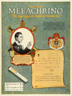 1927 Ad Melachrino Cigarette Smoking King Gustav Sweden Royalty 