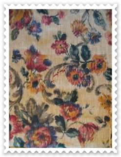 Vintage 50s Cotton Floral Fabric Warm Earth Tones 3 + Y  
