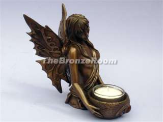 Mystical Flame Fairy Faerie Bronze Candle T Lite Holder  