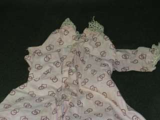 Antique Doll Dress Circle Square Pattern handmade lace  