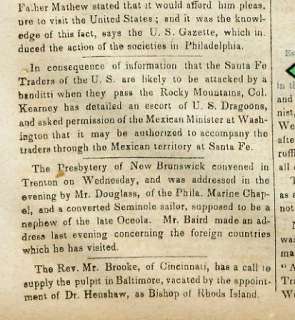 Newspaper Texas Indian Treaty   Gov Houston & Texan Children Prisoners 