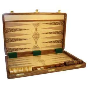  18 Inch Etched Wood Folding Backgammon Set Toys & Games