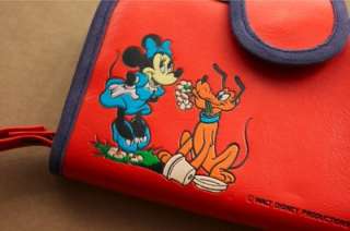 1960s vtg retro Walt Disney Productions Minnie Mouse Pluto red wallet 