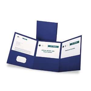  ® Tri Fold Folder With 3 Pockets, Holds 150 Letter Size Sheets, Blue