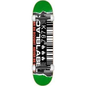 Black Label Ripped Barcode Complete Skateboard   8.88 Green w/Thunders